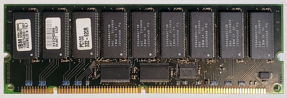 IBM 08J0677 256MB PC100-322-620R PC100 RegECC Memory DIMM, RARE - Image 1 of 2