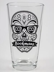 Bookmans Sugar Skull w/Eye Glasses Clear Drinking Glass 13 oz Day of the Dead - Picture 1 of 4