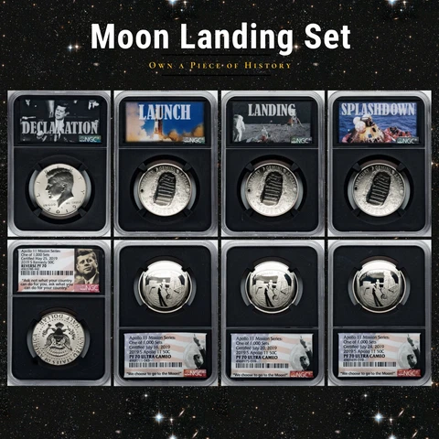 2019-S Silver Kennedy 50C NGC PF 70 ULTRA CAMEO's, Set of 4, Apollo 11 Series Cover