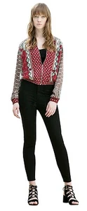Damas Nuevos Pantalones de mezclilla Spandex Ex-Bershka de cintura alta súper ajustados negros puros - Imagen 1 de 10