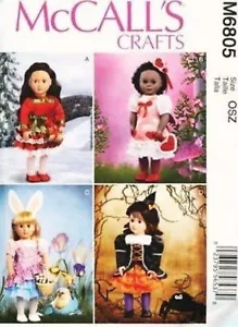 McCalls M6805 18" Holiday Doll Clothing Accessories Sewing Craft Pattern UNCUT - Picture 1 of 3