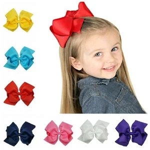 5 INCH BABY BOWS BOUTIQUE HAIR CLIP ALLIGATOR CLIPS GROSGRAIN RIBBON BOW GIRL UK - Picture 1 of 22