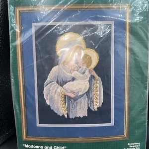 Neu Bucilla Madonna und Kind Nadelspitzen-Set Weihnachten religiös 9 x 12 Vintage - Bild 1 von 5