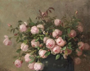 Edith White Pink Roses Canvas Print 16 x 20 - Picture 1 of 3