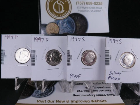 1997 P D S & Silver 4 Roosevelt Dimes, Nice UC Coins, Large Store Sale #13298-01 Cover