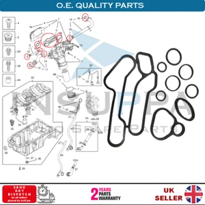 Oil Cooler Gasket Set For Vauxhall Opel Meriva 2003-2010 Astra Corsa 5650834 - Picture 1 of 11