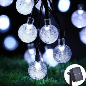 SOLAR POWERED String Lights LED Retro Bulb Garden Outdoor Fairy Ball Hangin Lamp - Picture 1 of 34