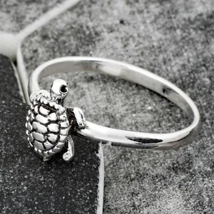 Anillo de tortuga marina de plata esterlina 925 - joyería pequeña y linda para dama - Imagen 1 de 6