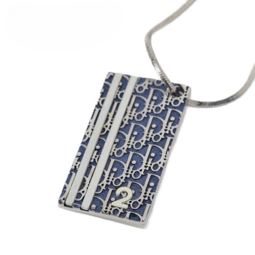 Collana girocollo Christian Dior vintage logo trotter argento blu 21 pollici