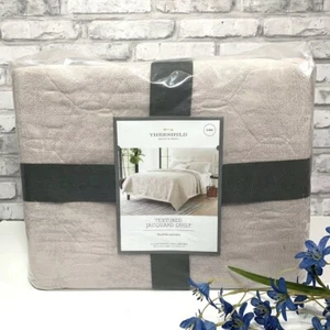 Threshold Linen / Cotton Blend Jacquard Beige Quilt, King NWT - Picture 1 of 9