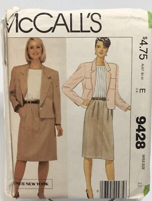 Jacket Blouse Skirt Size 12 M9428 Cut 80s Sewing Pattern - Image 1 of 2