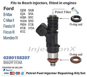 Kit Assistenza Iniettore Carburante O-Ring 0280158207 Ford C-Max B-Max Fiesta Focus Mondeo - Foto 1 di 2
