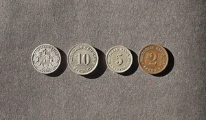 1875-1910 D & G Imperio Alemán 2 5 10 Pfennig y 1/2 Mark Wilhelm I & II - Imagen 1 de 3