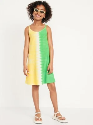 Old Navy Kids Girls Sleeveless Terry Tie Dye Yellow/Green Swing Dress Size Small - Image 1 of 3