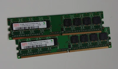 Vintage Matched Pair Hynix 512Mb PC2-5300-555-12 Non-Parity Memory (1Gb) - 03 - Image 1 of 4