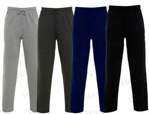 Mens Plain Fleece Zip Pocket Jogging Bottoms Joggers Pants Open Hem Trousers - Picture 1 of 7