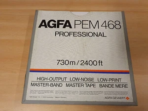 10" (26,50 CM) METAL REEL 1/2 INCH TAPE AGFA PEM 468 IN ORIGINAL BOX #819 - Picture 1 of 3