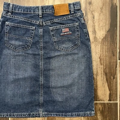 Vintage Early 2000s Polo Jeans Company Ralph Lauren Blue Denim Knee Skirt - Image 1 of 4