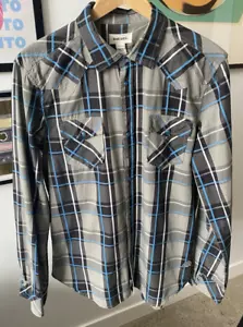 Diesel Men’s Y2K Country Western Long Sleeve Shirt Button Snap Plaid XL Slim Fit - Picture 1 of 6