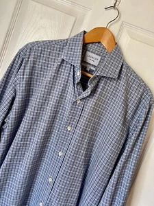 Ledbury Blue Windowpane Check Fine Shirting Dress Shirt Slim Fit Large New - Picture 1 of 12