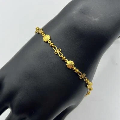 Pulsera John Wind Tono Dorado Tobillera Cadena Margarita Floral Mujer Delgada Foto 1 de 4