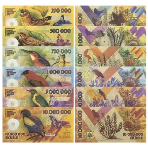 Bird Series Ekuele Fantasy Polymer Banknotes Set – 6pcs High Denominations - Picture 1 of 9