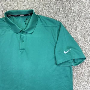 Nike Golf Dri Fit Polo Shirt Mens Large Green Silver Swoosh Short Sleeve - Picture 1 of 12