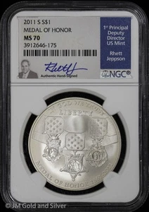 2011-S Medal of Honor Commem Silver Dollar NGC MS 70 | Rhett Jeppson Signed - Picture 1 of 4