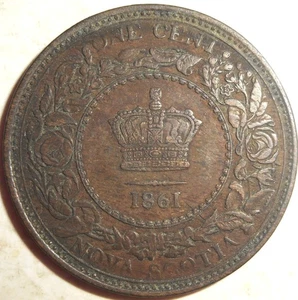 1861 Nova Scotia One Cent, Large Rosebud?, Decent Grade,1.8M Mintage, SHIPS FREE - Picture 1 of 2