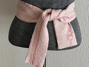 Japanese Handmade Vintage  OBI Silk Sash Belt  44.5"L x 3"W Shibori Print - Picture 1 of 4