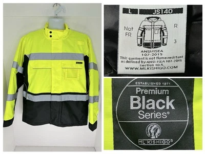 ML KISHIGO High Visibility Jacket Size Large Premium Quilted Black Series Work - Image 1 of 4