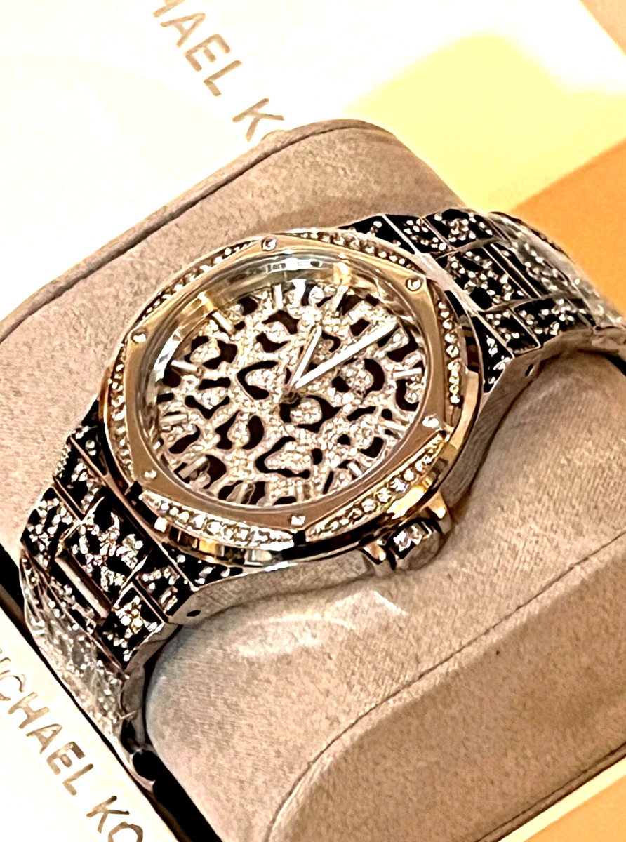 MICHAEL KORS MK7408 Lennox Animal Pavé SILVER-Tone Ladies Watch