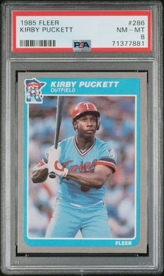 1985 FLEER #286 KIRBY PUCKETT ROOKIE RC PSA 8 - Image 1 of 2