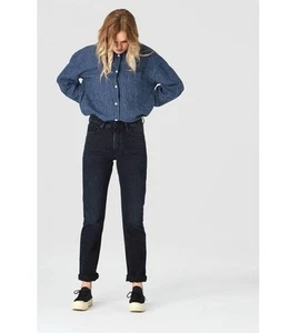 Pantalones de mezclilla para mujer Kings of Indigo de algodón orgánico talla 30x30 lavados negros pierna recta - Imagen 1 de 24