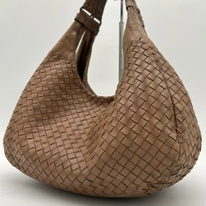 Bottega Veneta Intrecciato Hobo Campana Shoulder Bag Brown leather made in Italy - Picture 1 of 24