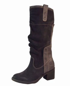 Ladies Grey Leather Knee High Womens Heeled Boots Buckles NEW RRP £95 - Picture 1 of 1