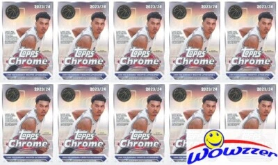 (10) 2023/24 Topps Chrome Basketball EXCLUSIVE Sealed Hanger Box! Wemby RC YR