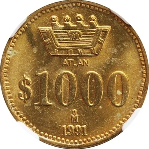 Mexico 1000 Pesos 1991 ATLAN Pattern, KM# Pn249. NGC MS63. Special NGC Label - Picture 1 of 4