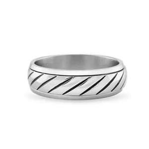 Anillo giratorio acanalado de plata de ley 925 hecho a mano meditación ansiedad inquietud banda - Imagen 1 de 5