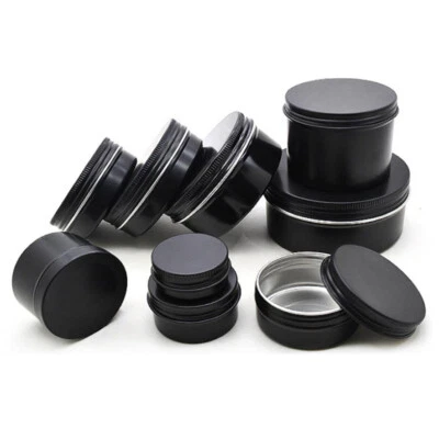 5ml-250ml Aluminum Round Tin Cans Box Black Jar Pot Lip Balm Storage Container - Image 1 of 4