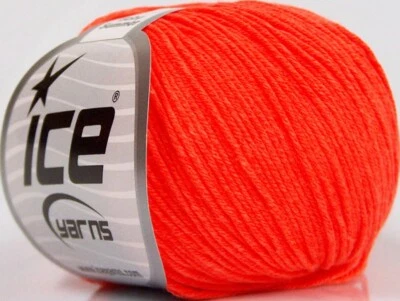 8-Skein Lot Baby Summer Yarn Cotton Fine 8x50g/160m Neon Orange - Image 1 of 4