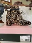 New KATE SPADE NY Delina Leopard Print Boots Calf Hair Booties Size 10.5 Cheetah