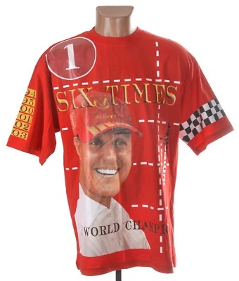 FERRARI RACING FORMULA 1 球迷衬衫迈克尔·舒马赫 L 六次冠军 — 第 1/4 张图片