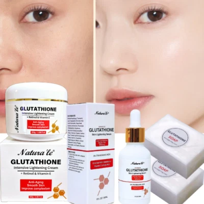 Crema facial blanqueadora intensiva glutatión suero iluminador jabón facial cuidado de la piel Foto 1 de 4