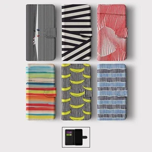 CASE FOR IPHONE 16 16E 15 14 12 12 PRO WALLET FLIP PHONE COVER STRIPES LINES B&W - Picture 1 of 8