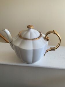 Vintage Royal Albert Countess White Bone China Teapot with Gold Trim