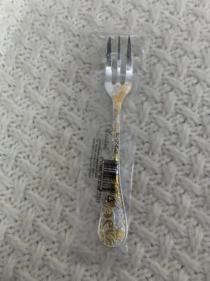 全新带标签 🌺 Christofle Jardin d'Eden 蛋糕糕糕糕点叉银色黄金部分镀金 — 第 1/4 张图片