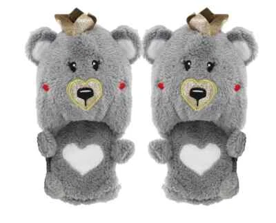 Mujer Gris Ligero Acolchado Cálido Oso de Peluche Novedad Invierno Zapatillas Talla 3-7 Foto 1 de 4