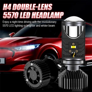 H4/9003 Mini Bi-LED LED Projector Lens Hi-Lo Beam Headlight Bulb Retrofit DIY - Picture 1 of 9