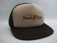 Canadian Ranch Farm Services Hat Vintage Brown Beige Snapback Trucker Cap